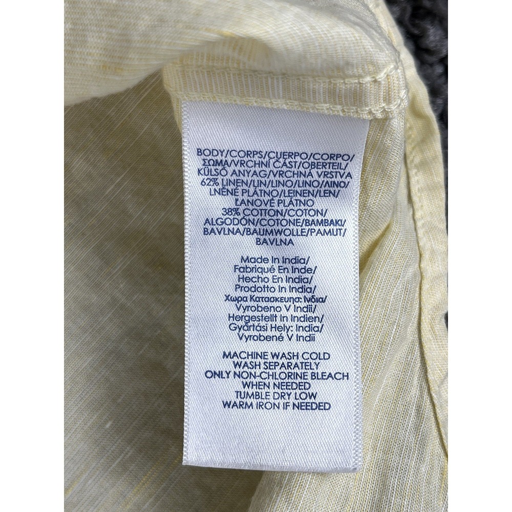 Chaps Classics Women's Long Sleeve Yellow Shirt Size Large 100% Linen Button-up - Picture 7 of 9
